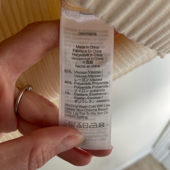 Madewell Ivory Ribbed Scoop Neck Cropped Top Size S - Picture 3 of 3